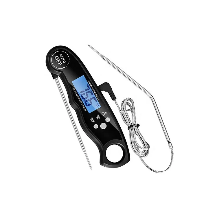 bbq thermometer with dual probe, long cable grill thermometer foldable kitchen cooking thermometer
