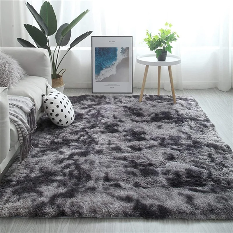 Furry Carpet Tie-Dyed Soft Area Rug Fuzzy Indoor Faux Fur Rugs for Living Room Bedroom Nursery Girls Room Decor Kids Playroom