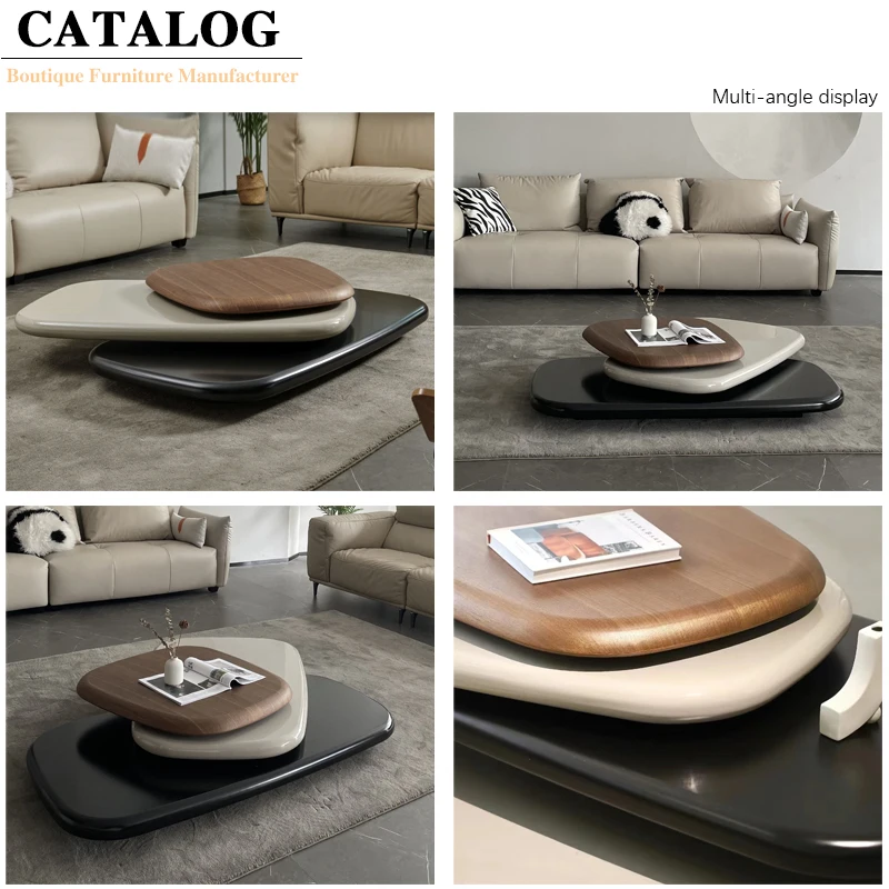 Coffee Shop Center Tea Table Wooden Veneer Ethiopian Swivel Coffee Table for Living Room Home Modern Coffee Table