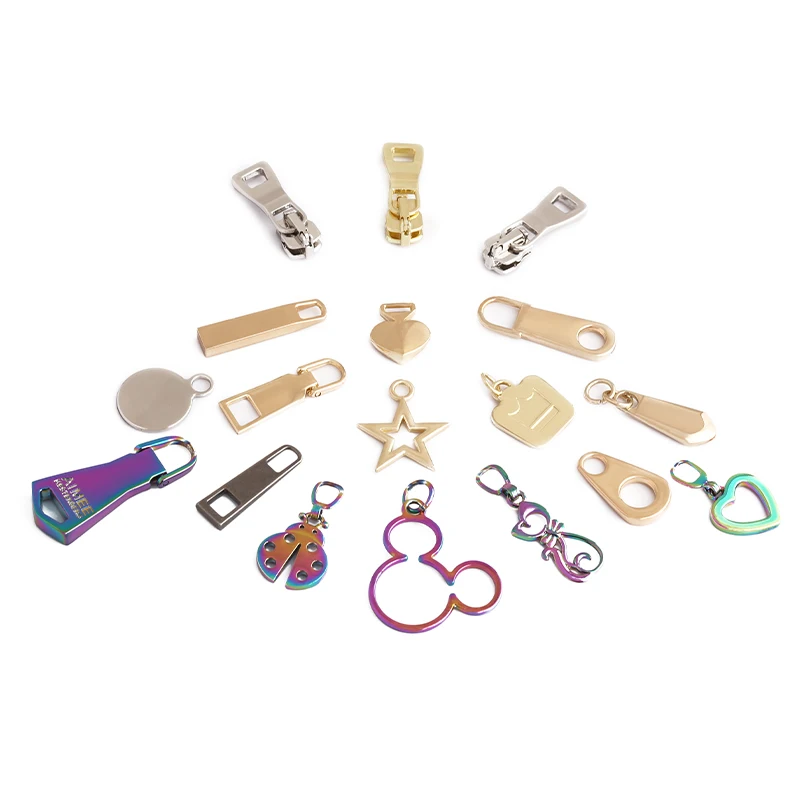 Custom OEM Metal Zipper Pull Custom Logo Slider Brand Logo Bag Zipper Puller Custom Metal Zipper Pull