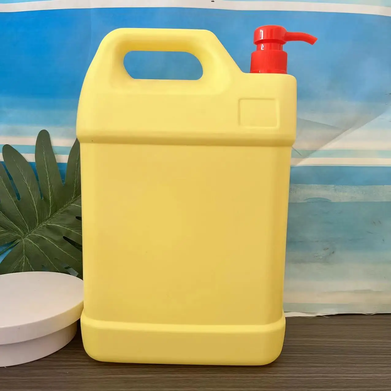 5L желтый HDPE контейнер насос опрыскиватель Герметичная крышка для мытья посуды моющее средство жидкого мыла упаковка моющего средства