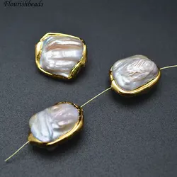 18k золотое покрытие натуральным белым розовым фиолетовым жемчугом нерегулярные квадратной формы свободные бусины подходят серьги решений