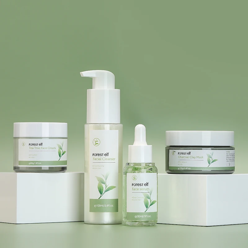 custom logo Moisturizing Nourishing Cleansing Natural Organic SkinCare Tea Tree Anti-Acne Kit Acne Treatment Set for skin care