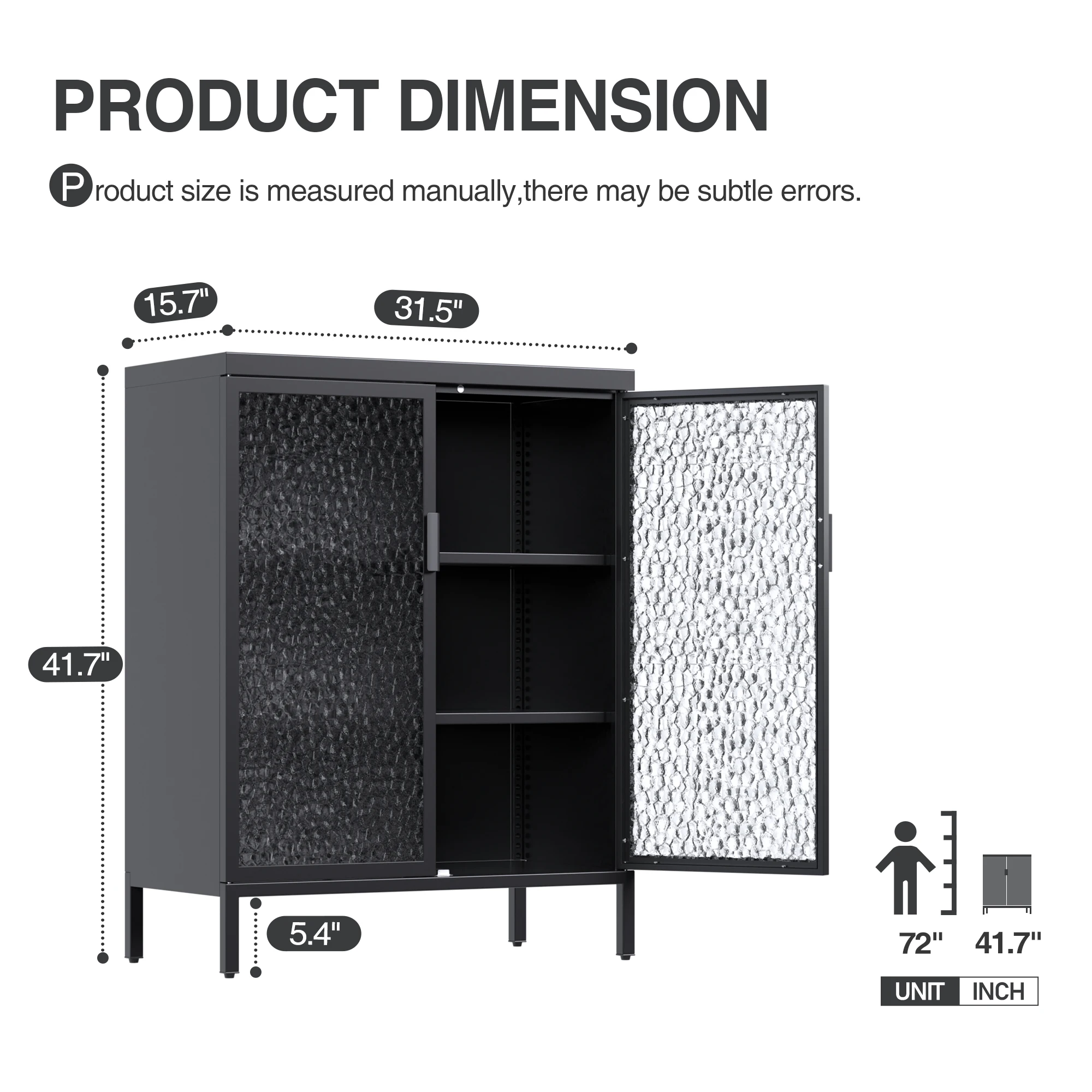 Adjustable Shelf 2 Glass Doors Multi-functional office metal storage cabinet Kitchen Storage Cabinet, Wine Bar Cabinet