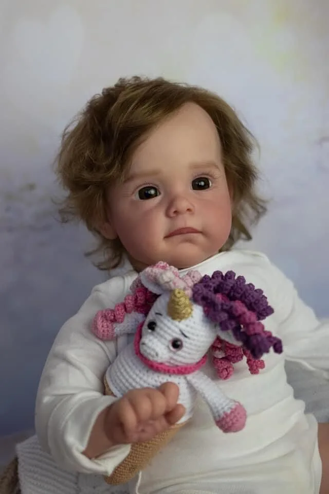 NPK 60CM Handmade High Quality Reborn Toddler Maggie Detailed Lifelike Painting Rooted Long Curly hair Collectible Art Doll
