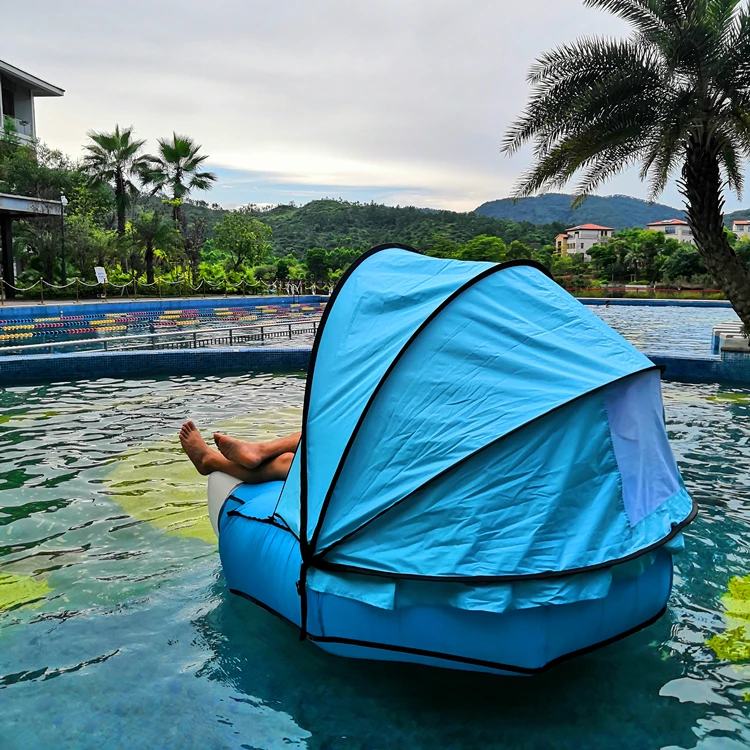 Hottest Camping Double Inflatable Sofa Beach Sun Lounger Bed Water Hammock with Uv-proof Tents