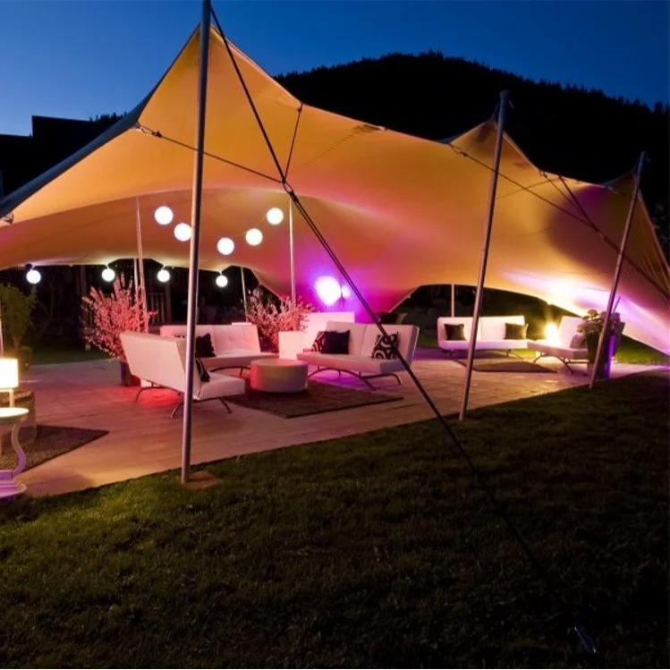 SCOCANOPY Large Retractable Elastic Waterproof Sunshade Stretch Tent Canopy with Pole for Outdoor Event