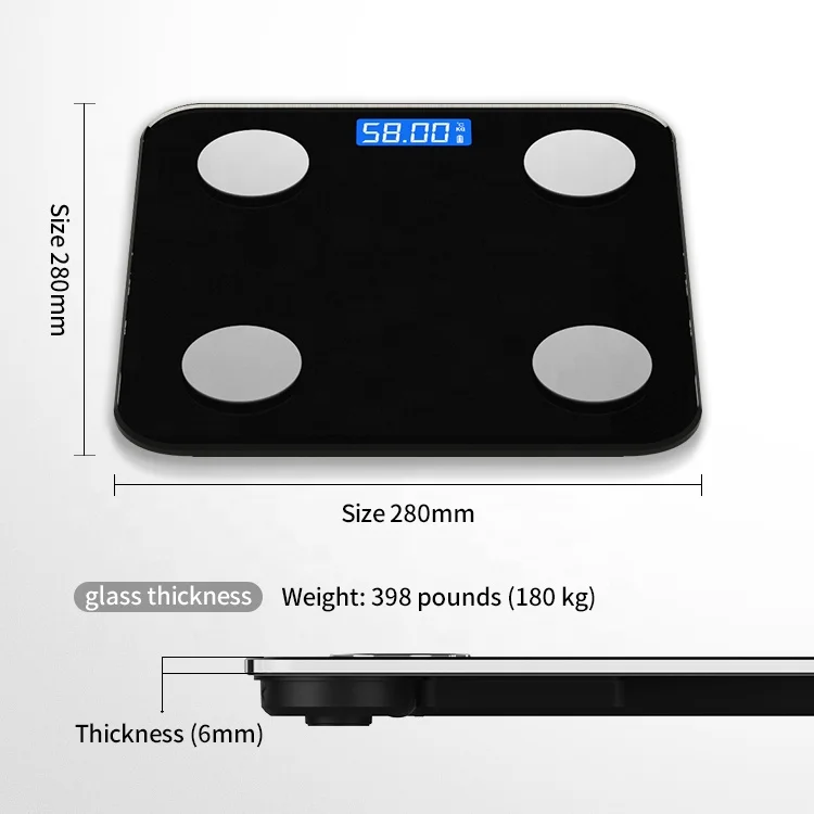 Лидер продаж на Amazon, светодиодный дисплей, измерение здоровья, весы для телесного жира, водонепроницаемые портативные весы для взвешивания