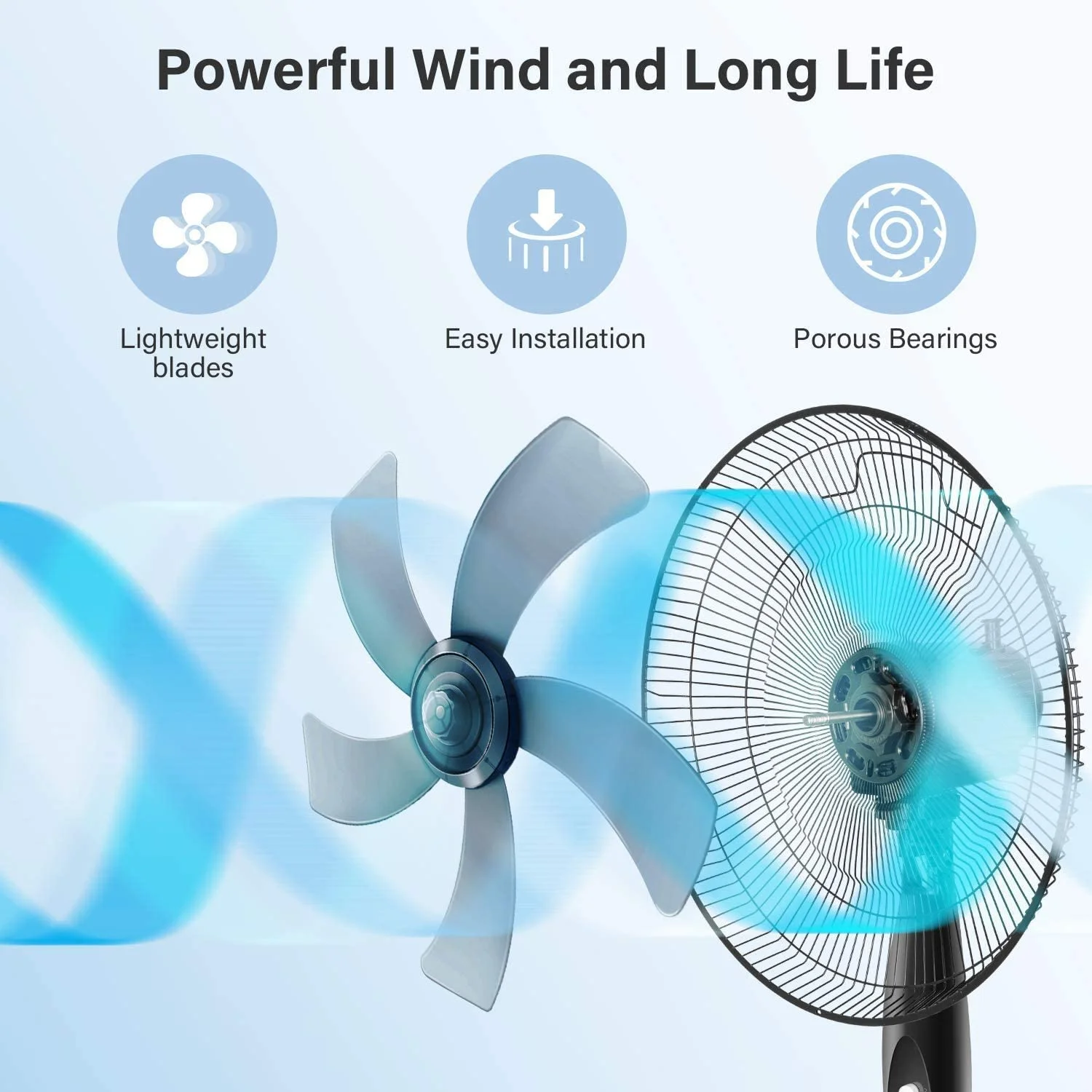 16 Inch AIr Cooling Standing Fan With New Switch Design