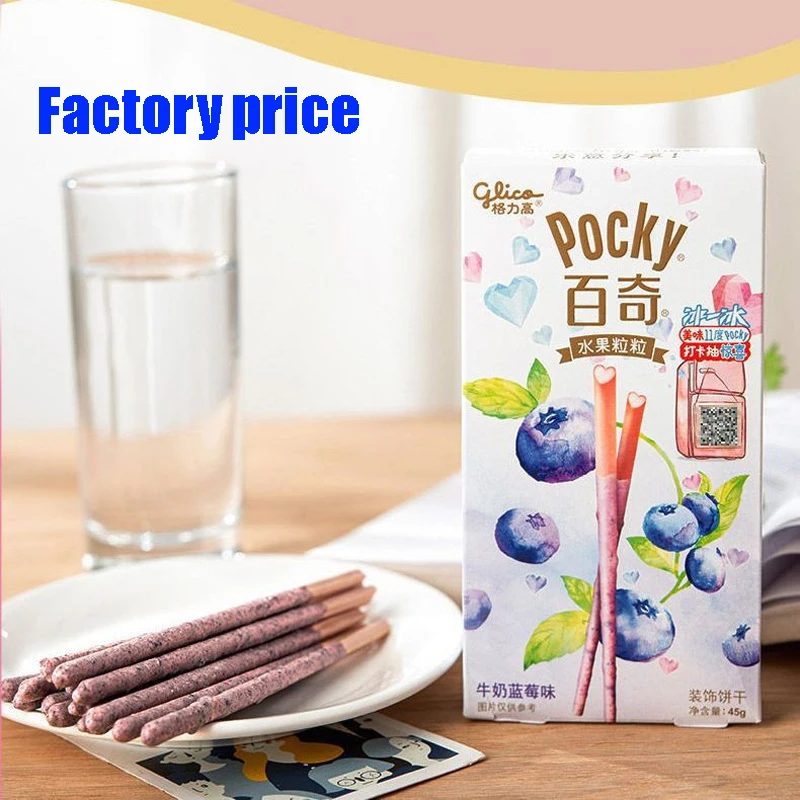 Pocky Fruit Grains Long Finger Biscuits 45g Crispy Sweet Snacks with Blueberry Strawberry Cream Chocolate Fruity Cheese Flavors