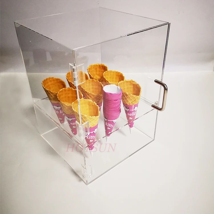 Acrylic Ice Cream Cone Display Stand Holder with Door