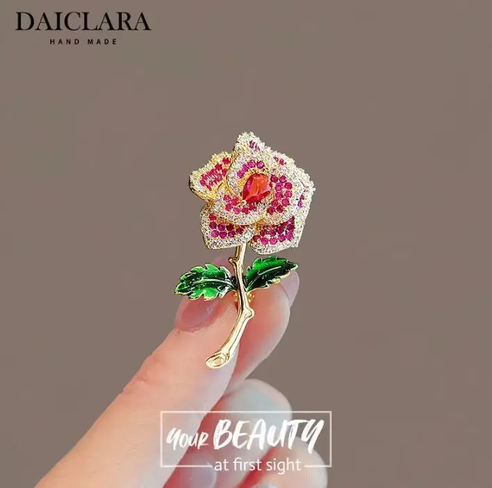 Wholesale Full Diamond Crystal Flower Brooches Pins Rhinestone Flower Brooch For Women Girls Lapel Pin Accessories