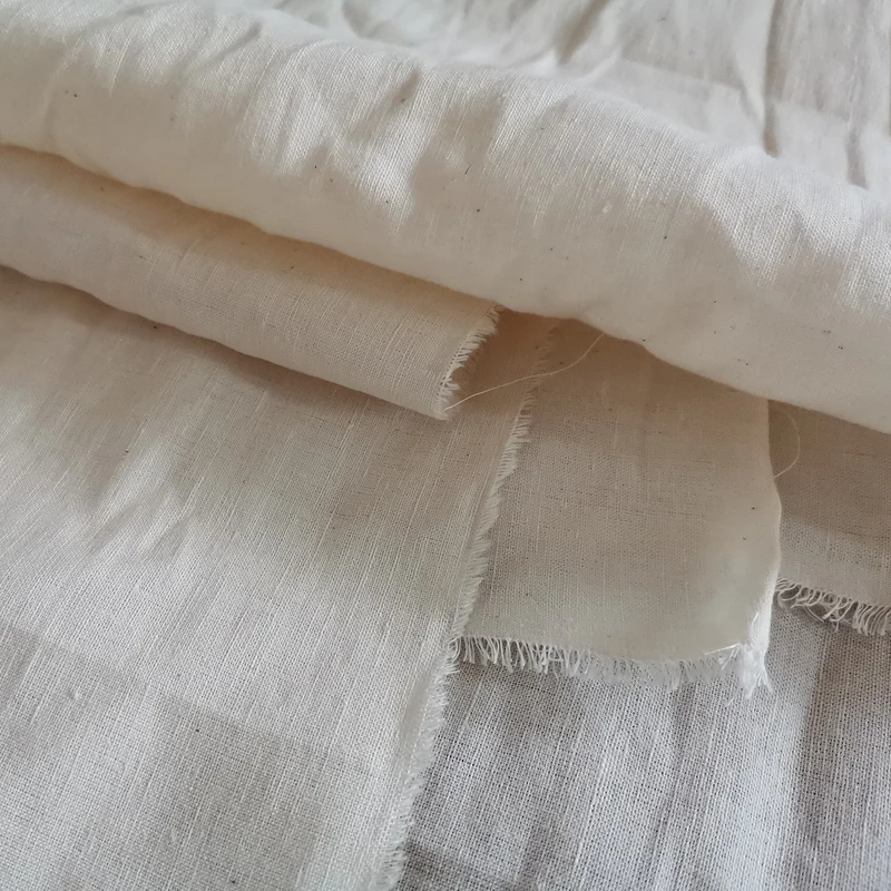 linen cotton interweave raw fabric 63in no dyed flax blended cloth Film shopping bag kitchen with rough unmodified griege goods