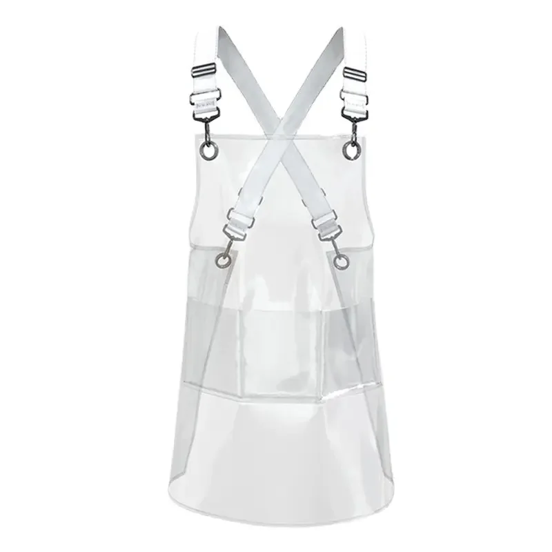 Hot Sell Fashion Waterproof Transparent Hairdresser Tpu Salon Apron With Pocket