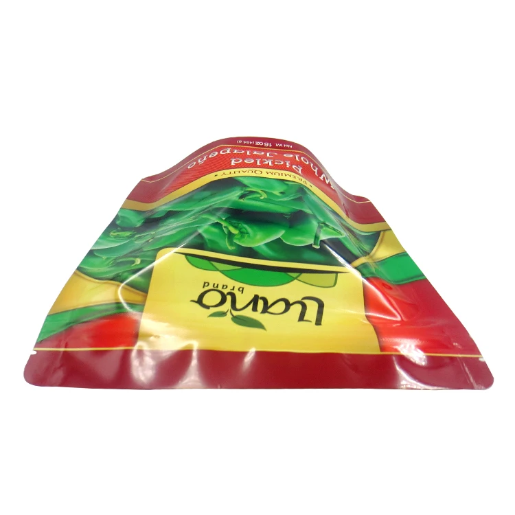 Plastic Stand Up Pouch Vegetable Pickled Jalapeno Packing Zipper Pouch For Food