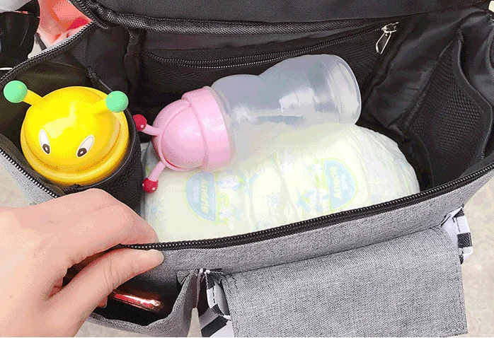 Wholesale Cotton Fabric Baby Stroller Hanging Bag Organizer Black