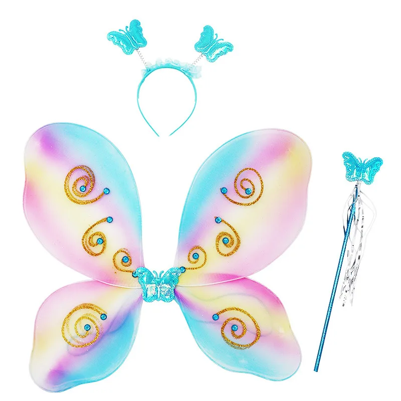 Wholesale Factory Kids Carnival Accessories Wing With Headband Wand 3pcs Sets Halloween Costumes