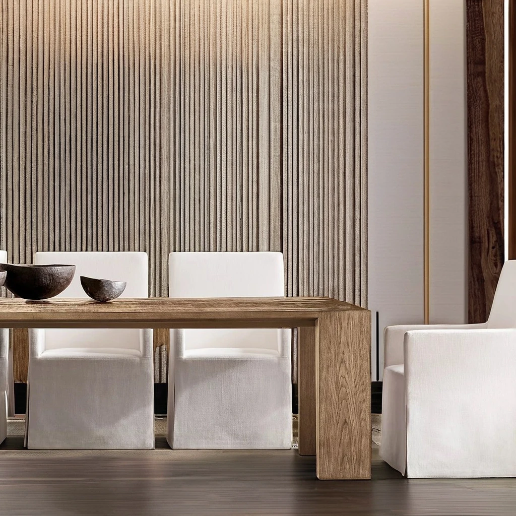Modern American Style Dining Table Set Wooden Solid Wood Table Rectangular Extension Wood Dining Table And Chairs
