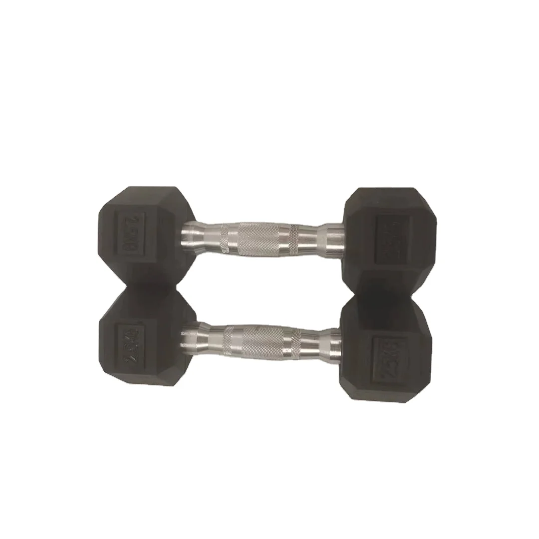 China Factory Provide High Quality Gym Cheap Rubber Coated 5 Pound 20kg Black Free Weights Set 15 Hexagonal Dumbbells