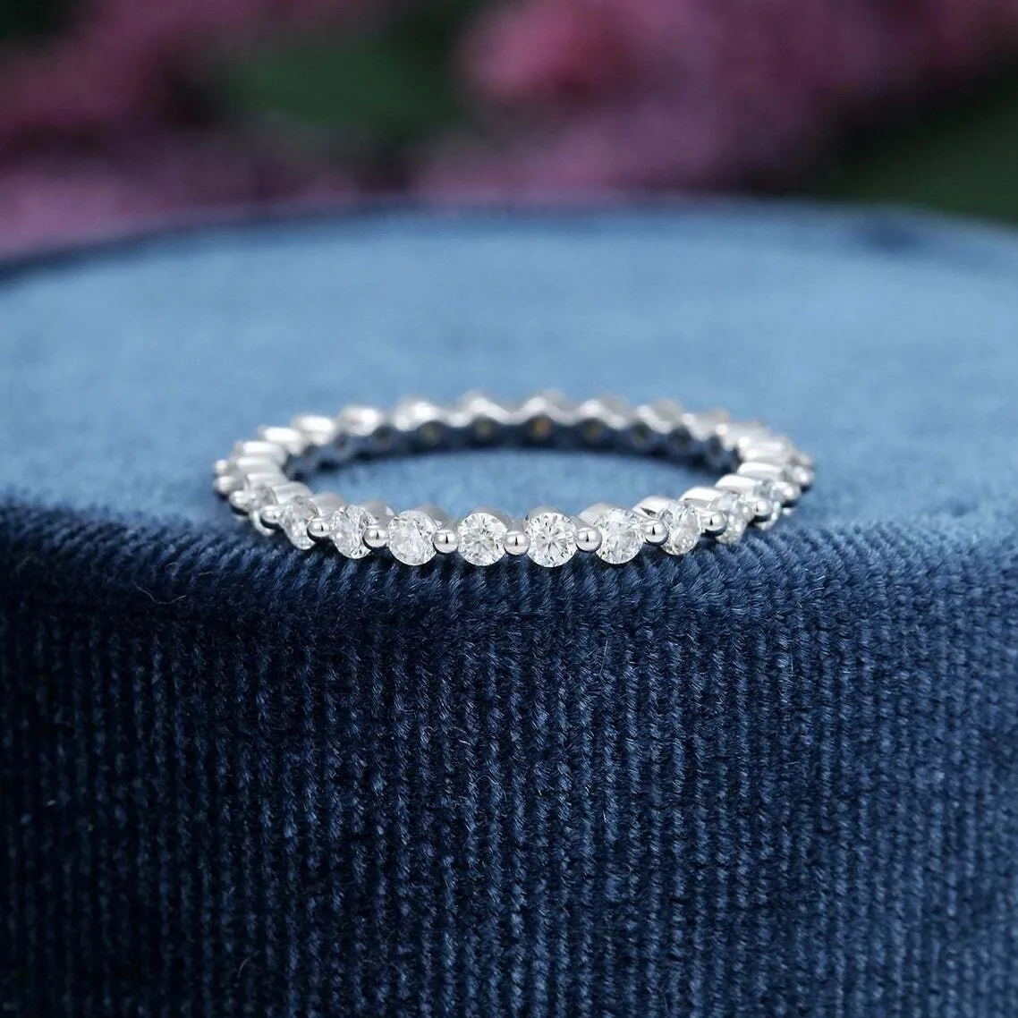 14K White Gold Plated ring 0.65 Ct Wedding Moissanite Eternity ring