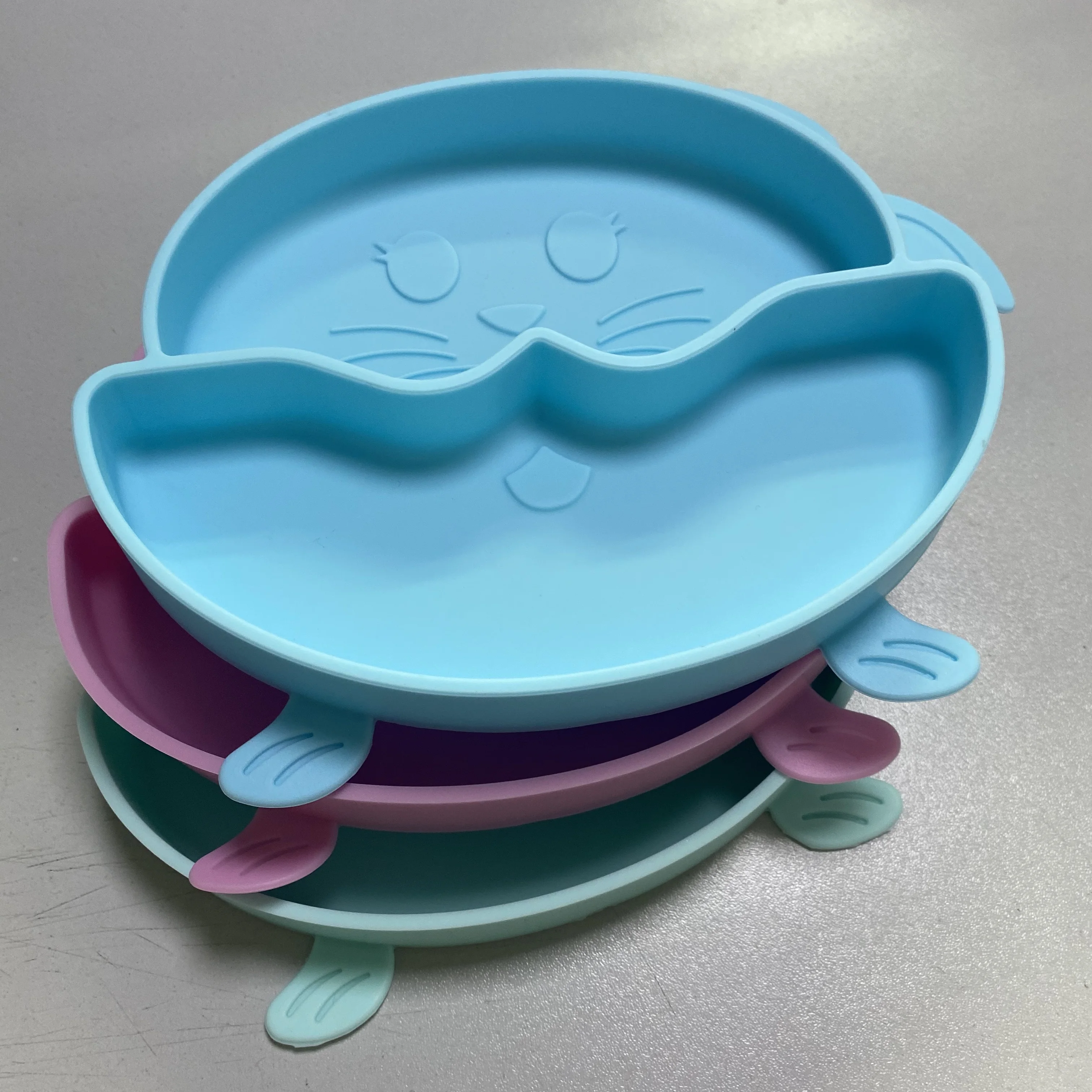 NCYLIFE Novelty Baby Silicone Rubber Plate with Suction Cup Eco Friendly Nonslip