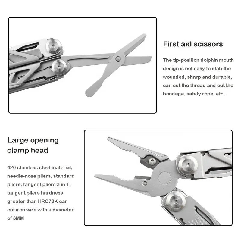 EDC Camping Hardness  Multitool Plier Cable Wire Cutter Multifunctional Multi Tools Outdoor Camping Folding Knife Pliers
