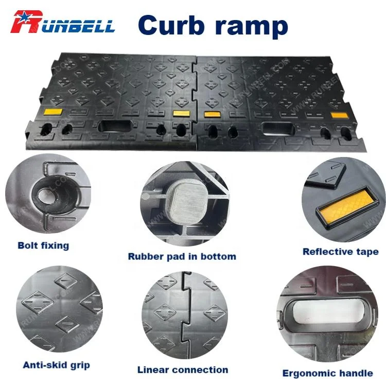 Durable Flexible Road Safety Vehicle Plastic Interlocking Step Ramp For Garage/ Warehouse/Home Used for Wheelchair