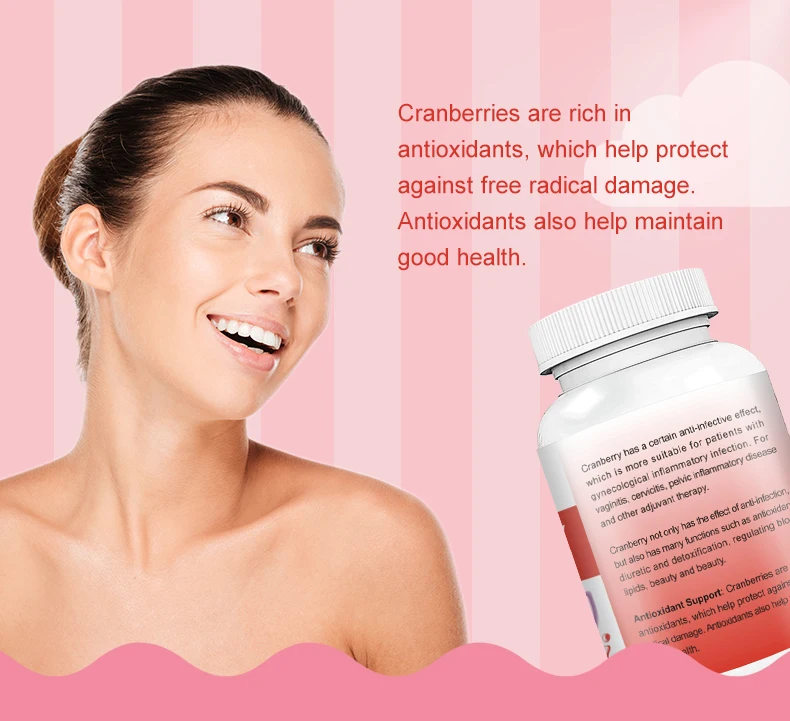 Custom Labeled Adult Anti Aging Skin Supplement Cranberry Extract Tablets Collagen Synthesis Dry Taste Dried Style Powder Adults