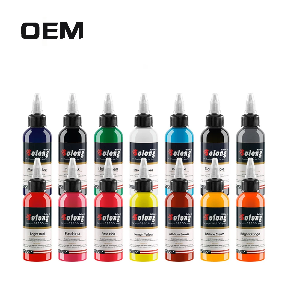 OEM 1oz 30ml Tattoo Ink Pigment Body Art Tattoo Kits  Makeup Tattoo Supplies Semi-permanent Eyebrow 21 Colors