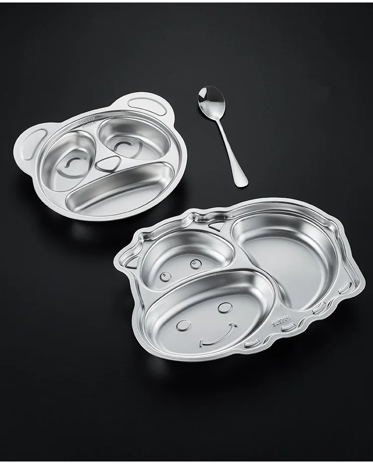 Stainless steel Food Tray for Kids Kindergarten Food Plate Children Food Bowl Dinner Divided Plate Baby Dinnerware Dishes Plate