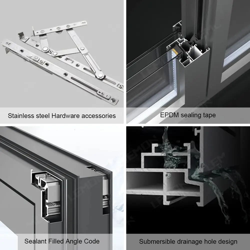 Aluminum Alloy Frame Double Glazed Casement Window Aluminum Security Glass Casement Windows