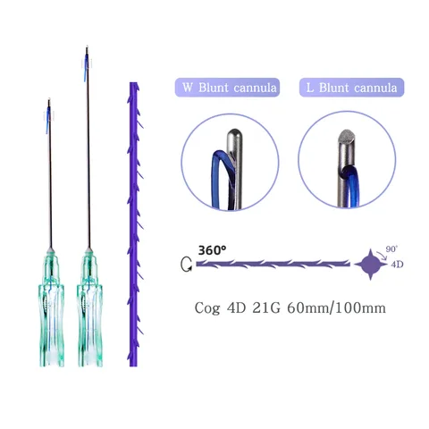 Sterile V-line Face Lifting Absorbable Twist Barbed Blunt Pdo Foxy Eyes 4d 3d 6d Cog PDO Threads With L W Cannula