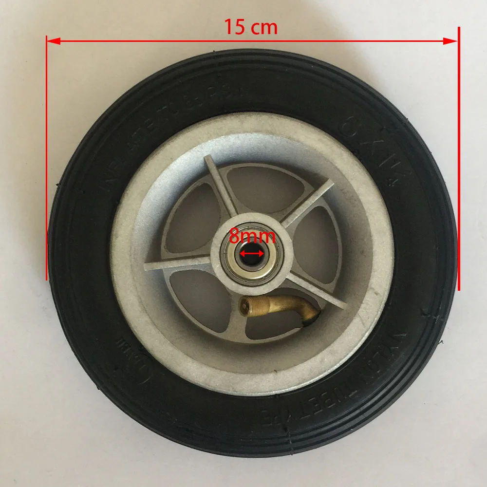 Electric Scooters 6 inch Pneumatic Tire 6X1 1/4 Wheel 4 inch Aluminium Rims Hub 150mm Tyres Wheels A Bike Bicycle Accessories