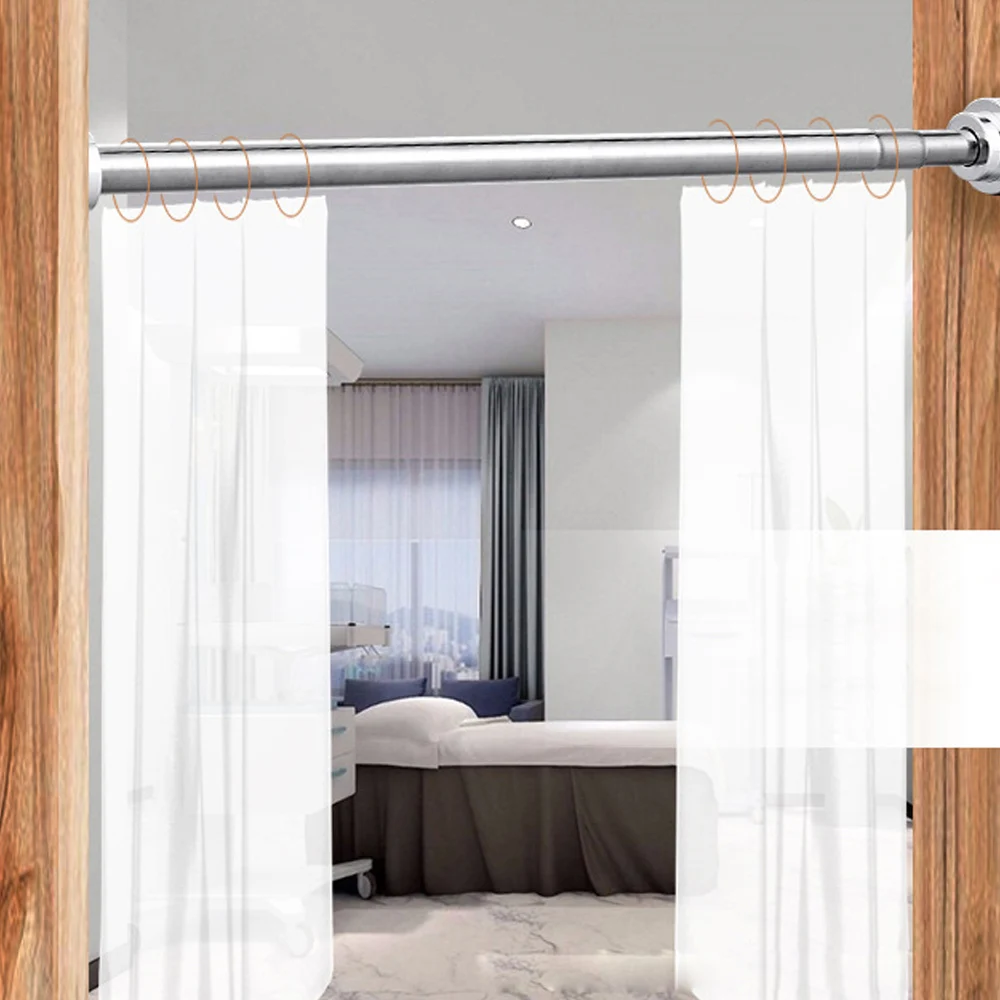 
Household Silicone Thickened Base Adjustable Shower Curtain Rod Stainless Steel Bathroom 
