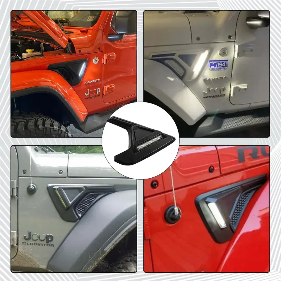 In Stock Black LED Fender Light Side Marker Turn Signals For Jeep Wrangler JL 2018-2022 JT 2020+