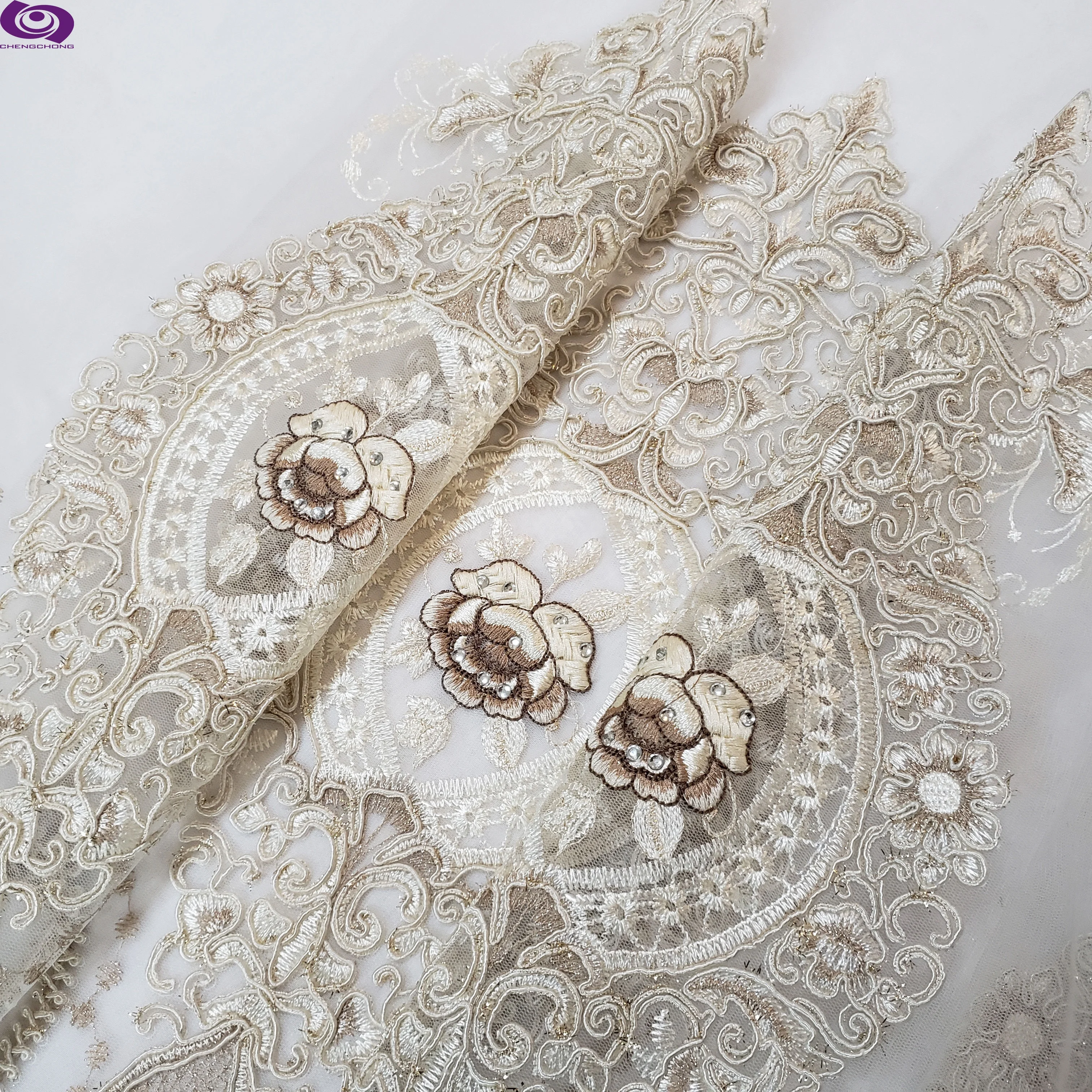 The best seller Turkey &Russia Designs  European-style mesh embroidery fashional textile