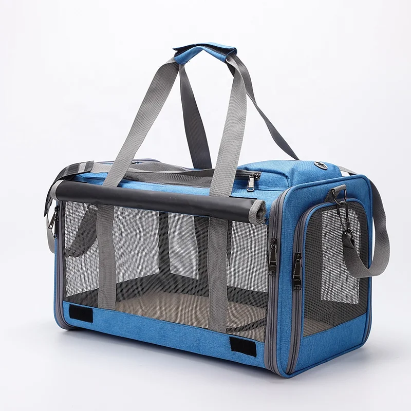 hot sale Collapsible Portable  Foldable Soft Side breathable pet travel bag oxford sac a dos cat travel bag for travel outdoor