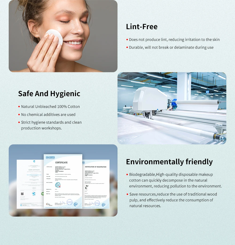 Purcotton Pure and Gentle Organic Cotton Square Pads Hypoallergenic Organic Cotton Pad