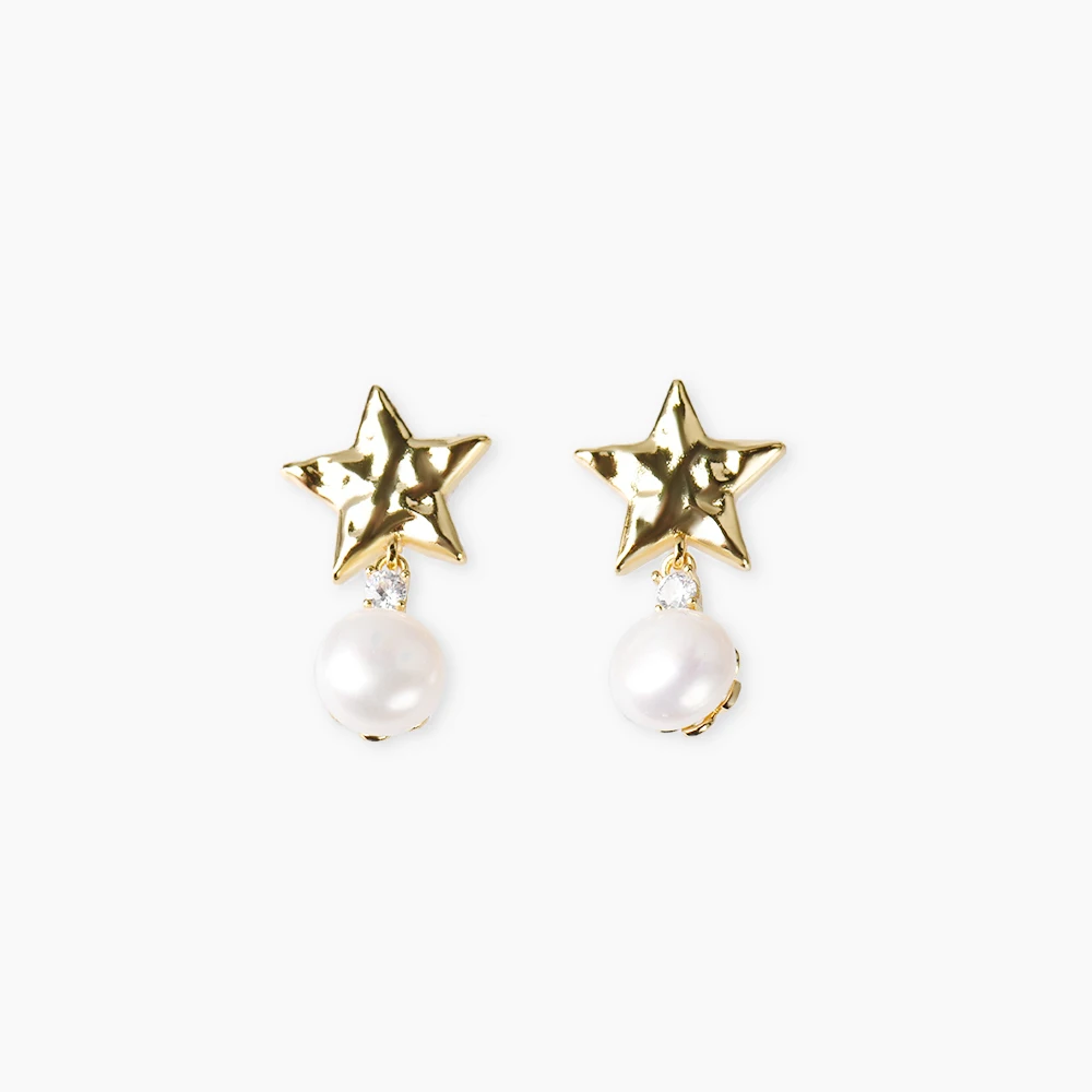 Modern unique design draft quality 14k Gold Filled pearl CZ jewel earrings for women 14k Gold Filled Pearl CZ Earring