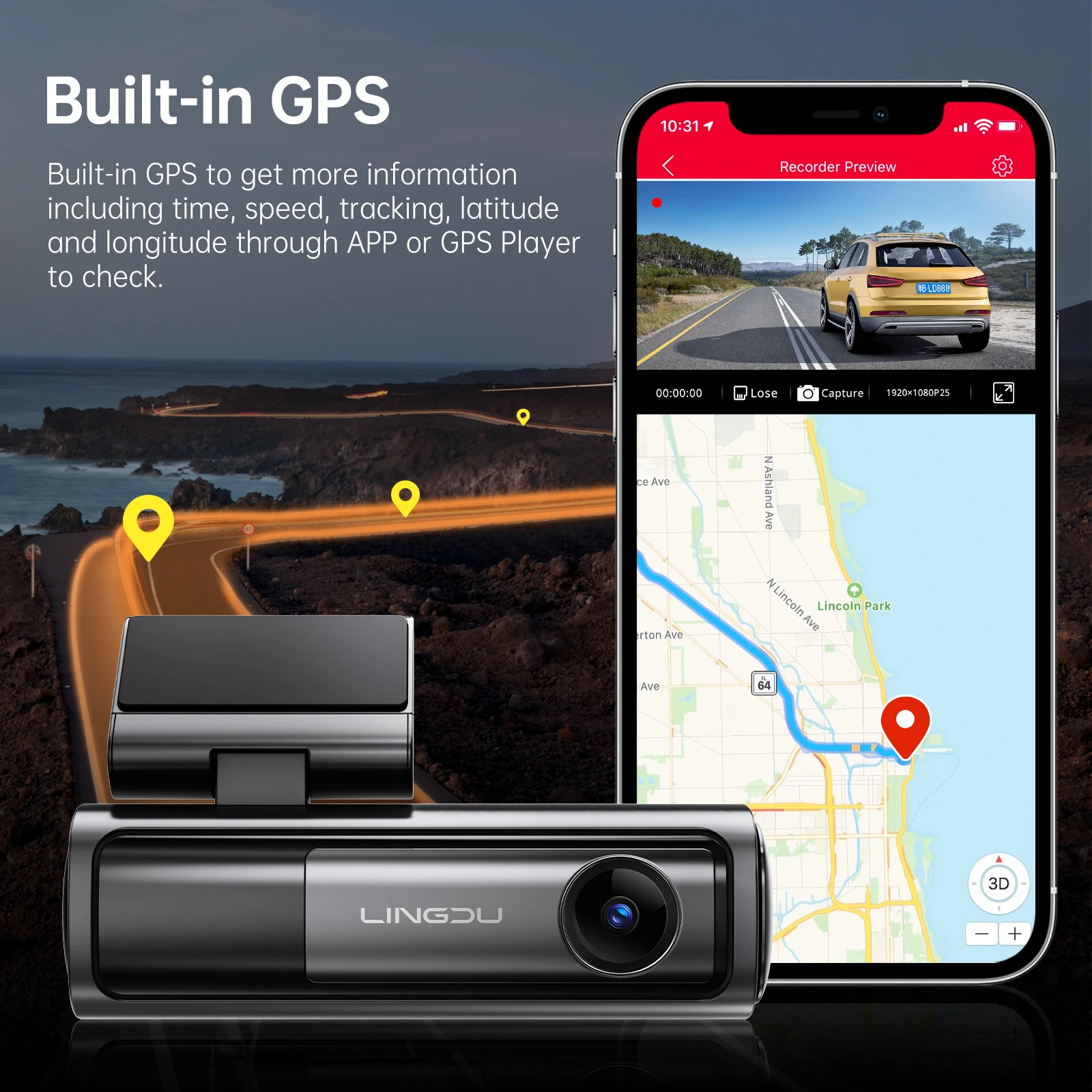LINGDU LD06 2CH Ultra 4K+2K Dash Cam with Bluetooth Built in 5G WiFi GPS Sonny Sensor IMX415 Voice Control DVR Car Black Box