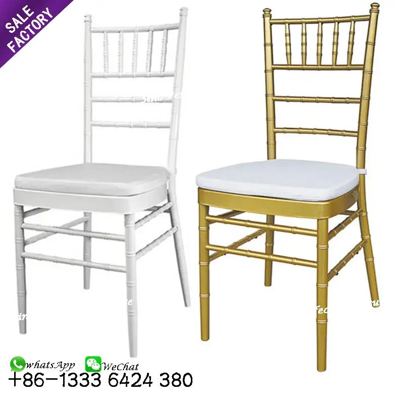 Wholesale manufacturer metal wedding furniture white gold chiavari chair for malaysia rental