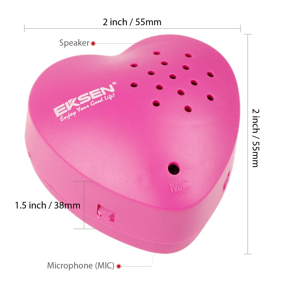 Heart Voice Recorder Box Mini Heart Shaped Recorder Programmable Sound Button Recording In 30 Seconds for Plush Toy Doll