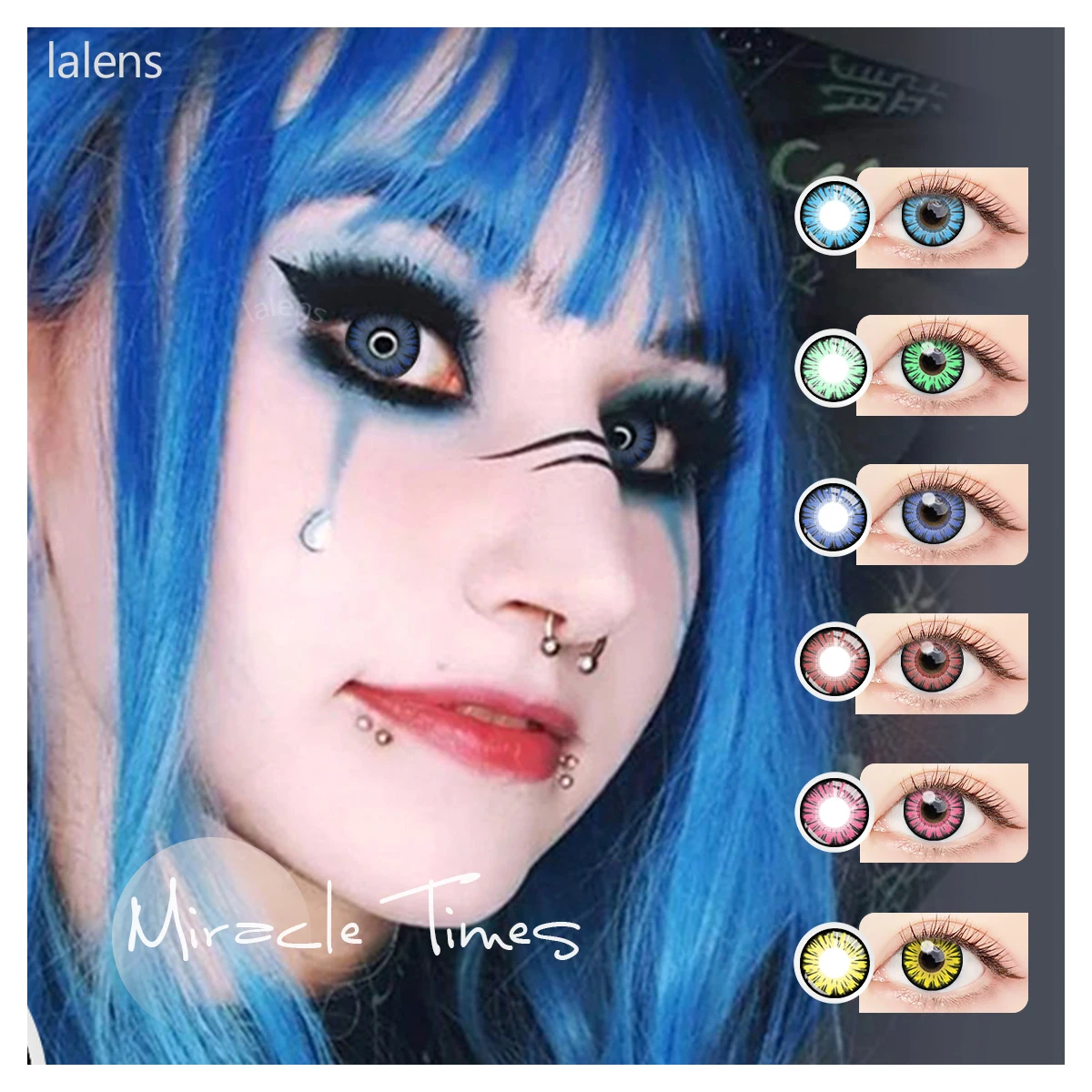 Lalens MIRACLE TIMES Cosplay Soft Contact Lenses Wholesale 14.5 Half Yearly Myopia Halloween Anime Eye Colored Contact Lenses