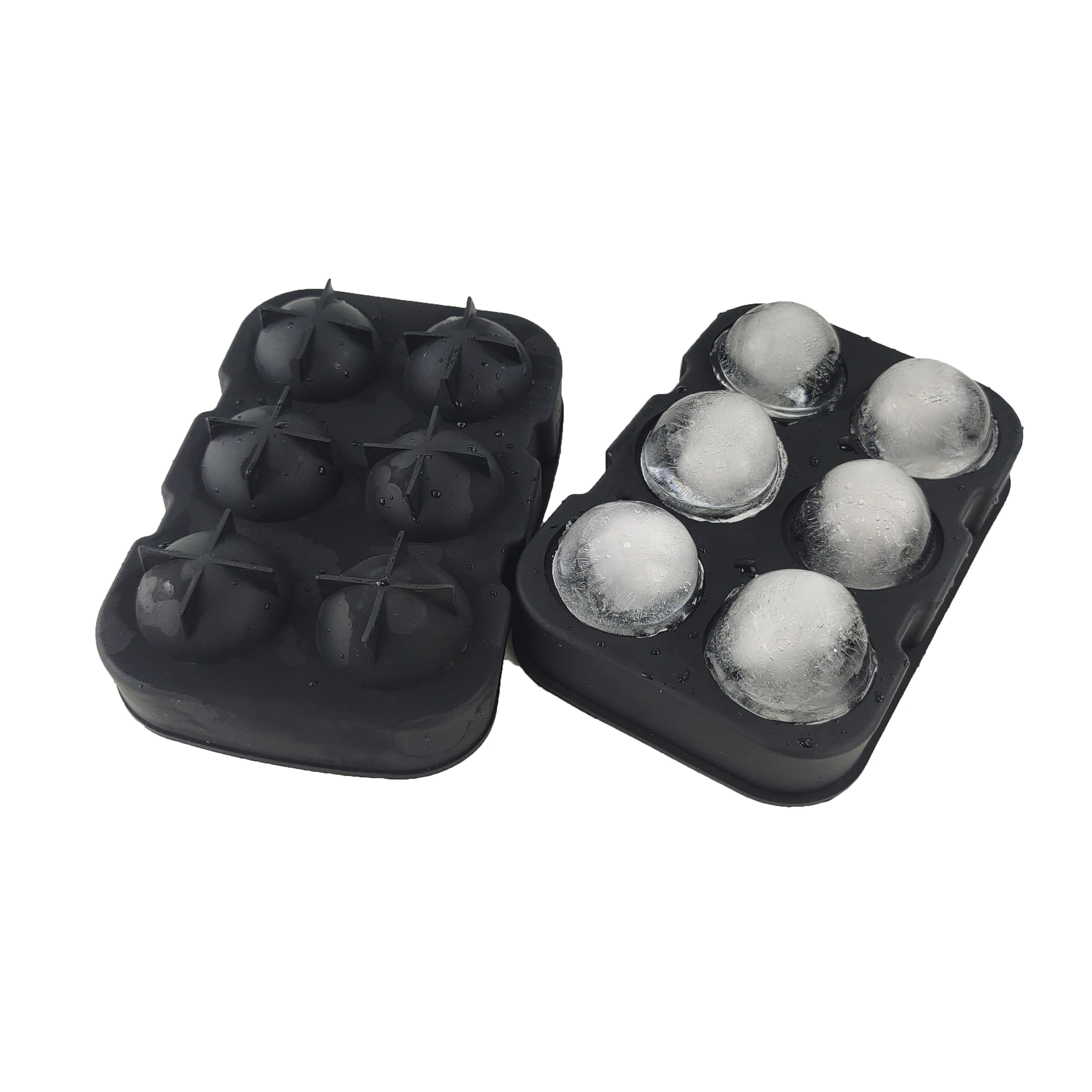 New arrival free sample six grids with lid silicone ice cube tray mold