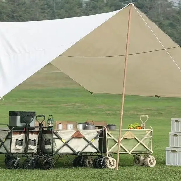 Outdoor campervan Push-pull Sun protection picnic cart Table board camping trailer foldable