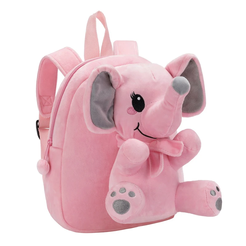 Custom Logo Cute 3D Cartoon Elephant Mini School Kids Animal Plush Backpack