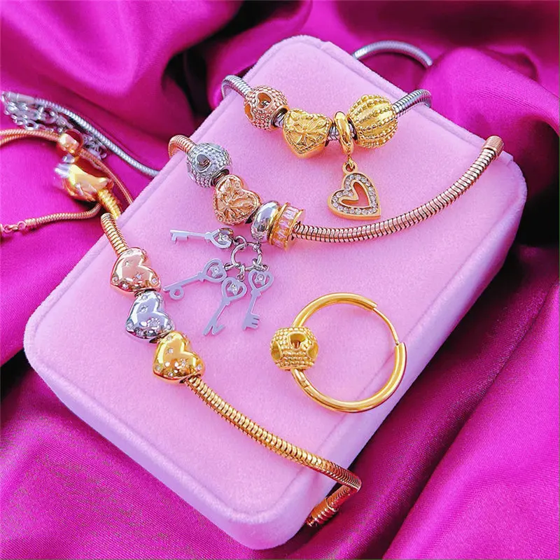 Charm Shiny Circle with glossy Circle Small Round Pendant Stainless steel pendant bracelet Snake Chain diy bracelet necklace