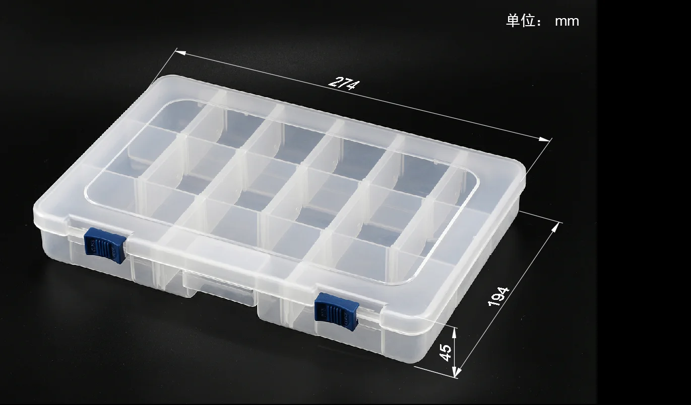 Adjustable transparent plastic bait box bait hook storage box bracket fishing tackle box