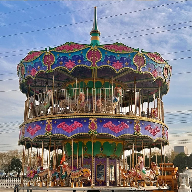 Cheap price kids Double Decker carousel Amusement Park rides merry go round ride carousel for sale