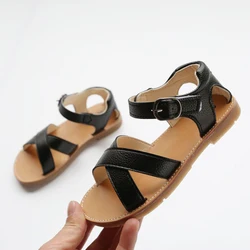 Kid girl Sandals cross strap toddler Girls flat Sandals